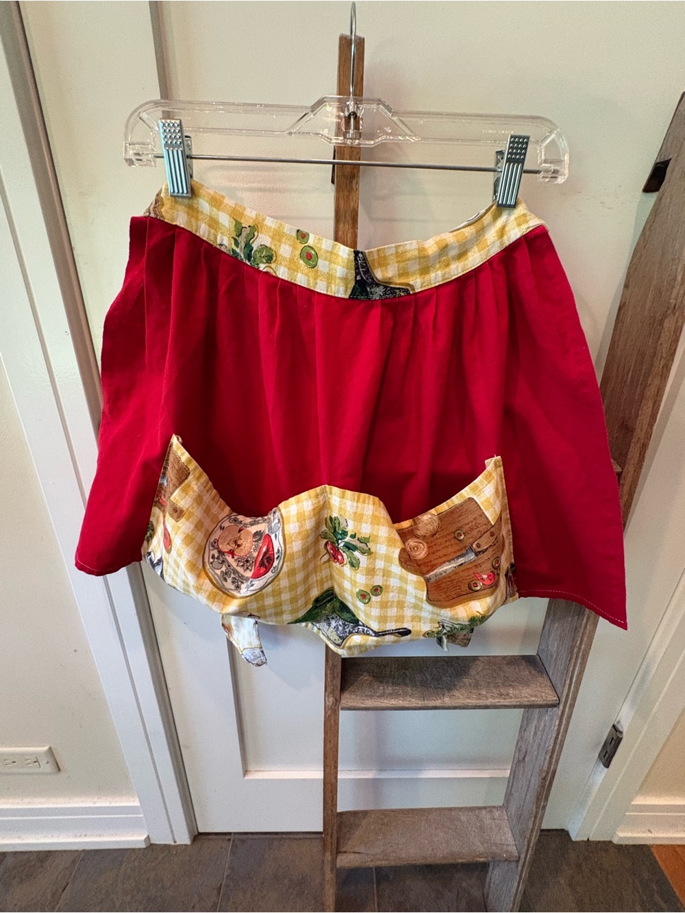 VTG Red Gingham 50s Half Apron With Pockets